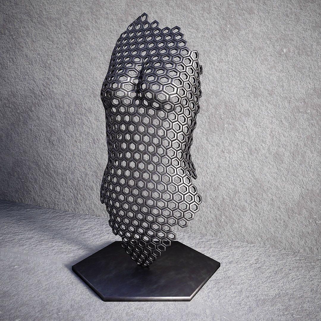 decorative standing and mural body figure Low-poly 3D model_6