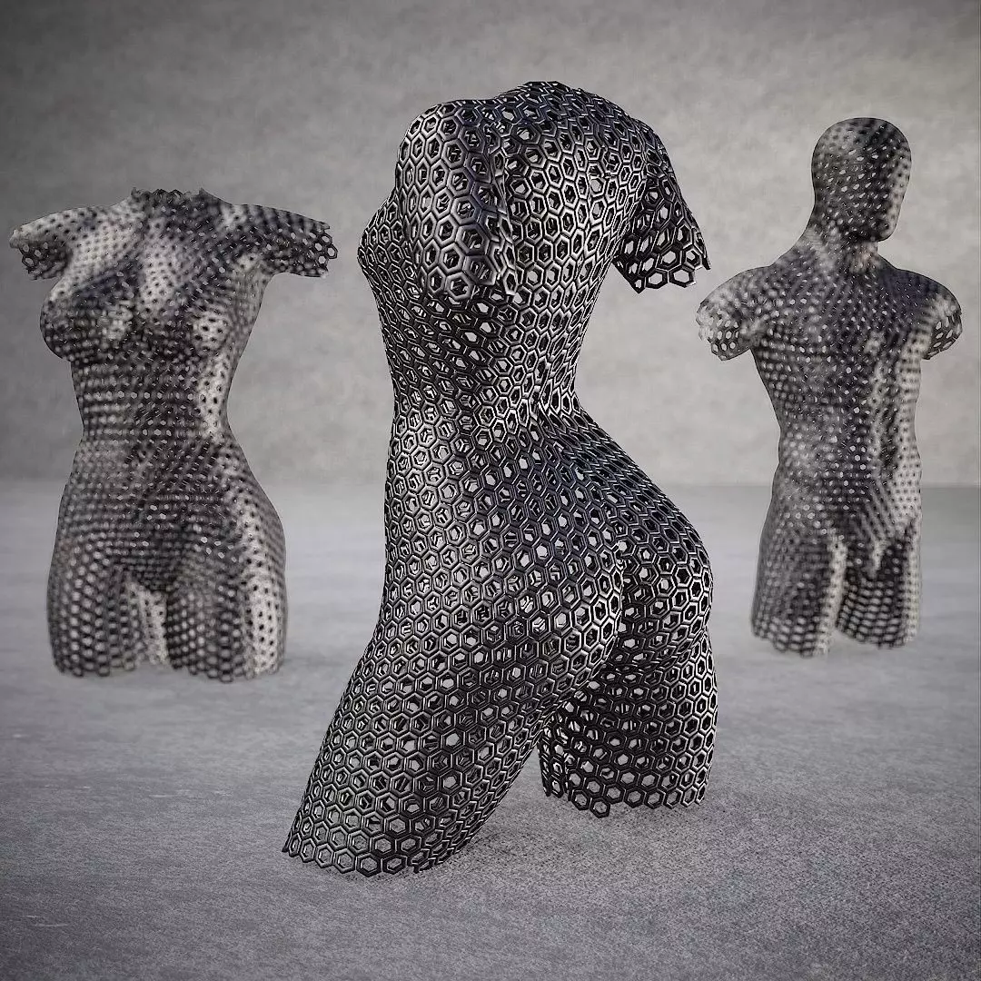 decorative standing and mural body figure Low-poly 3D model_0