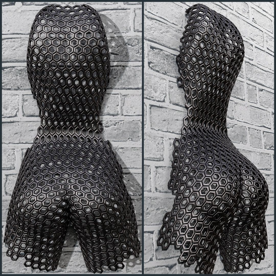 decorative standing and mural body figure Low-poly 3D model_4