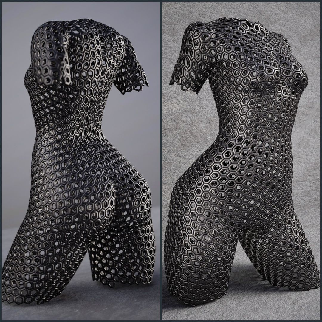 decorative standing and mural body figure Low-poly 3D model_9