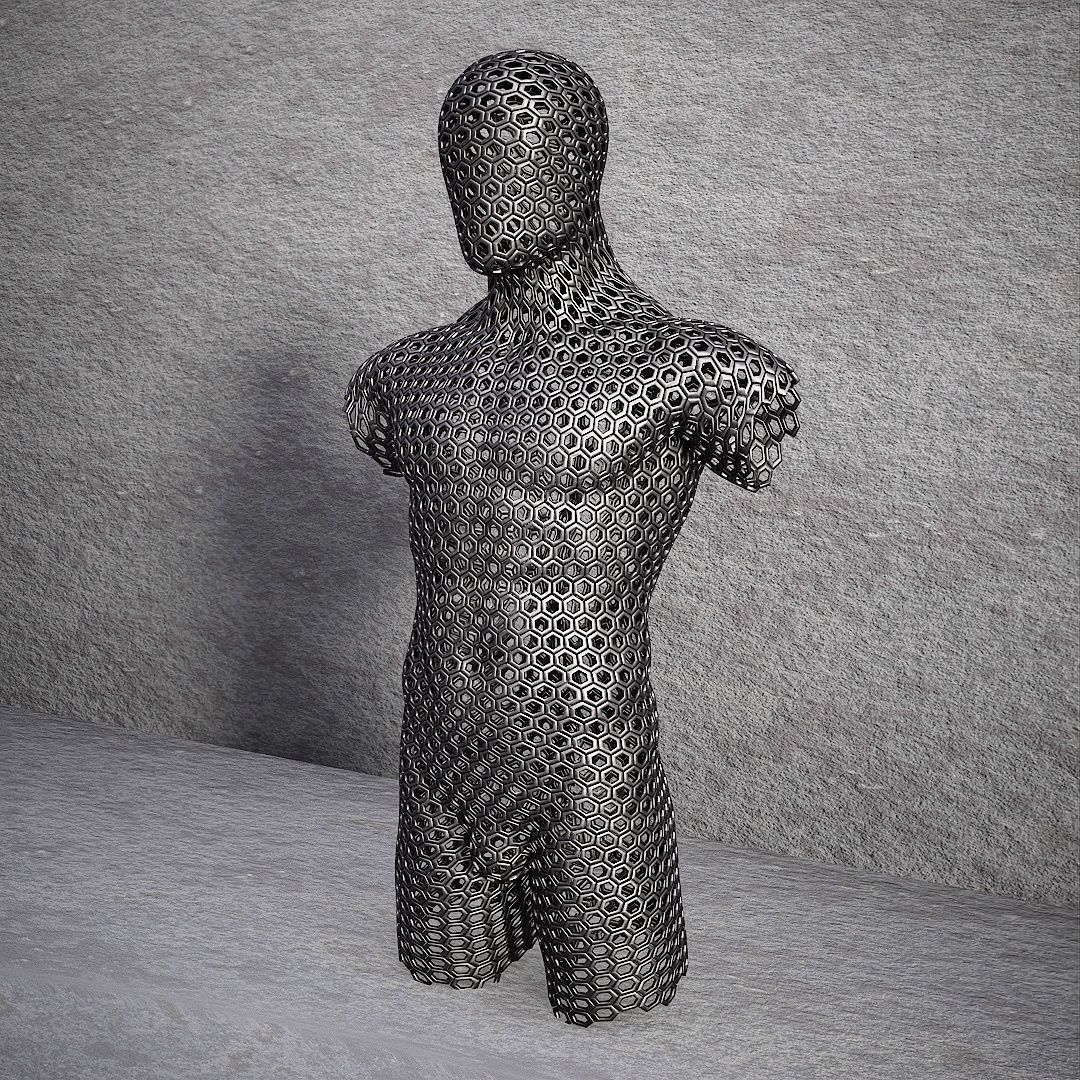 decorative standing and mural body figure Low-poly 3D model_7