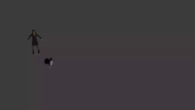 Woman with a skirt and her dog