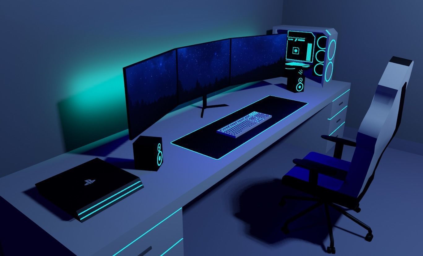 Gaming Room Low-poly 3D model_2