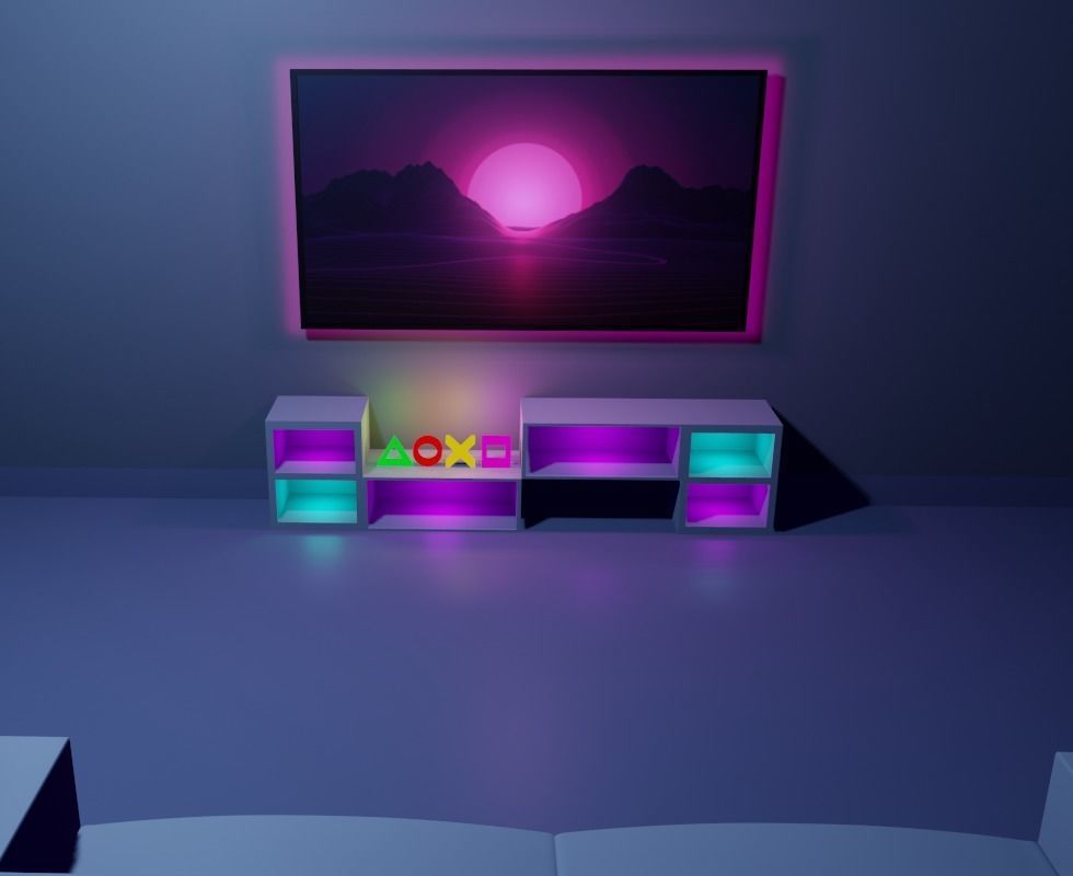 Gaming Room Low-poly 3D model_1