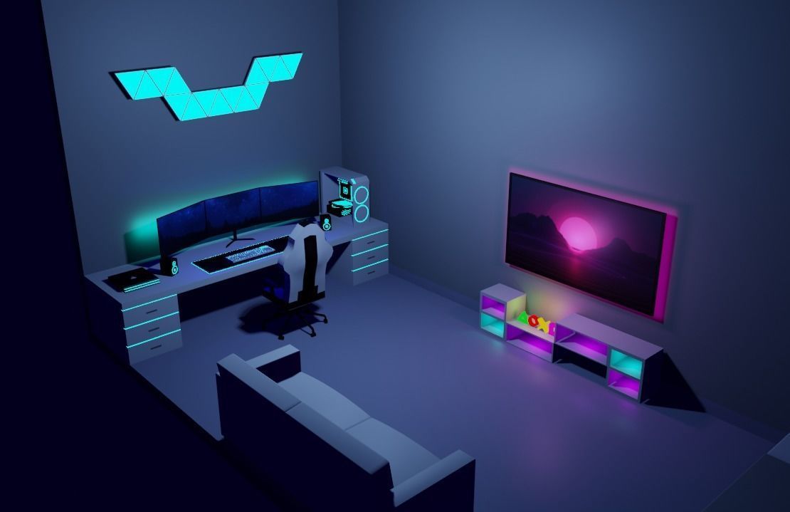 Gaming Room Low-poly 3D model_5