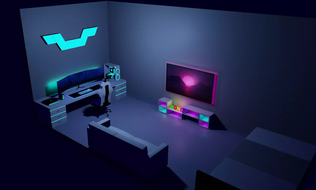 Gaming Room Low-poly 3D model_0