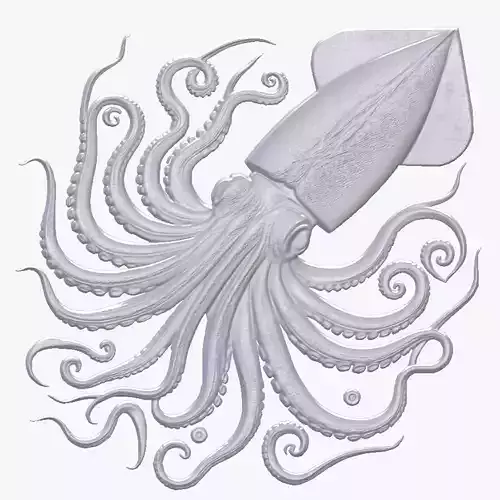 Giant Squid 7 basrelief for 3D printing