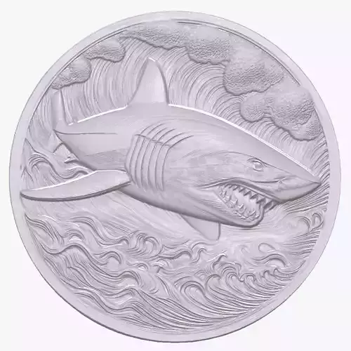 Great White Shark 1 basrelief for 3D printing