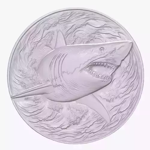 Great White Shark 3 basrelief for 3D printing