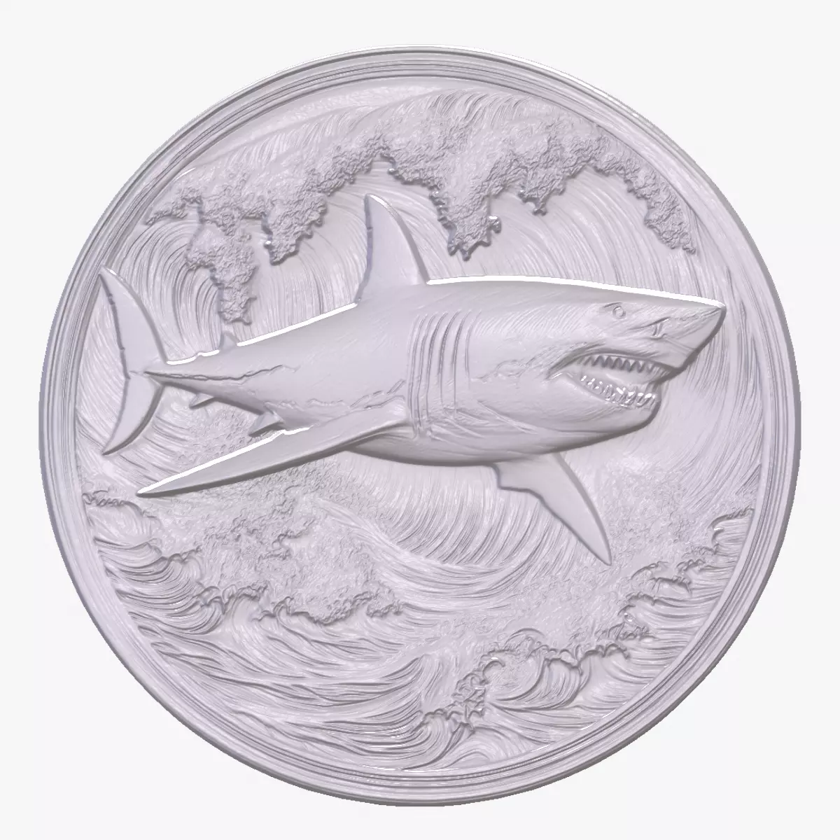 Great White Shark 4 basrelief for 3D printing 3D print model