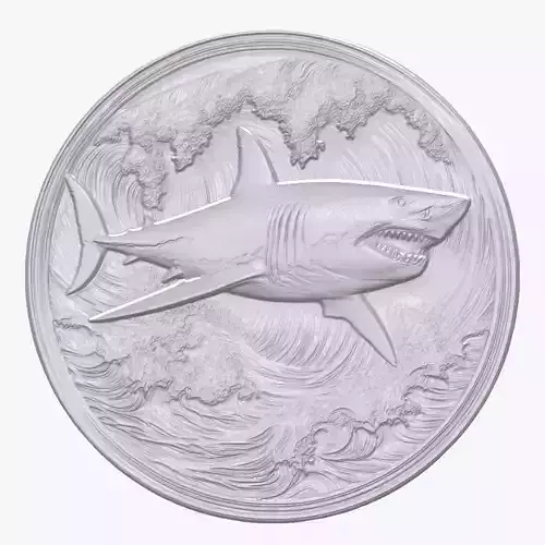 Great White Shark 4 basrelief for 3D printing