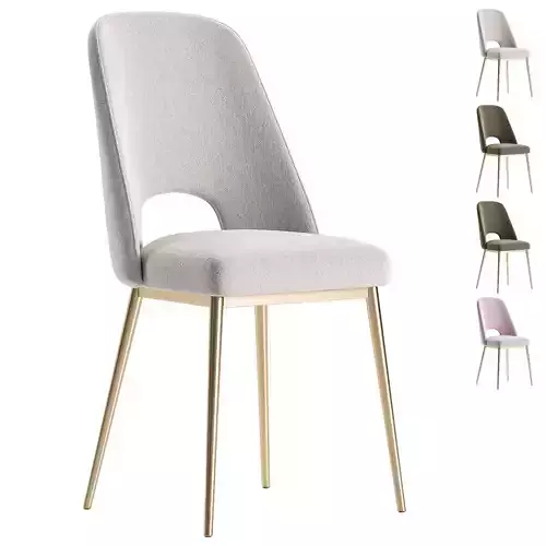 Mid Century Modern Pink Upholstered Dining Chair