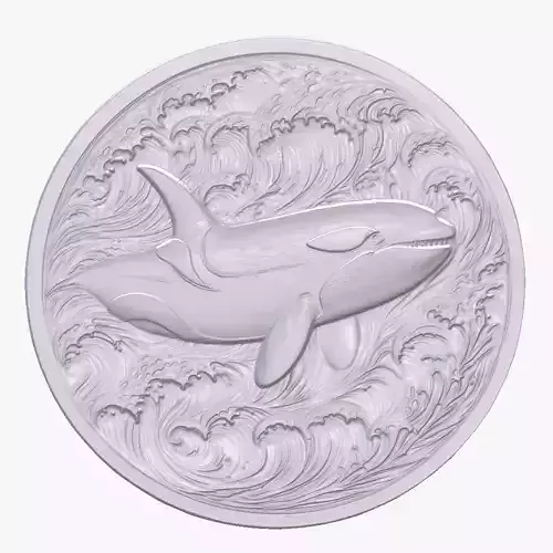 Killer Whale 3 basrelief for 3D printing