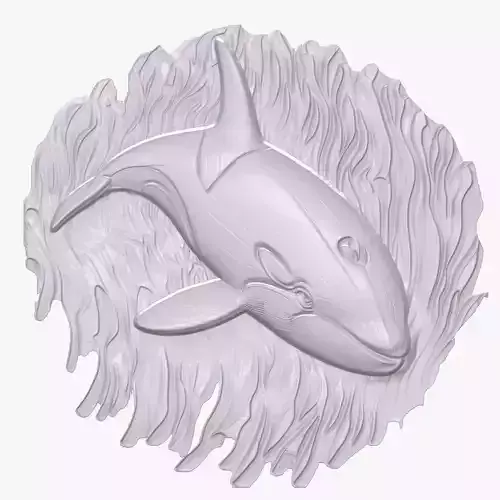 Killer Whale 5 basrelief for 3D printing