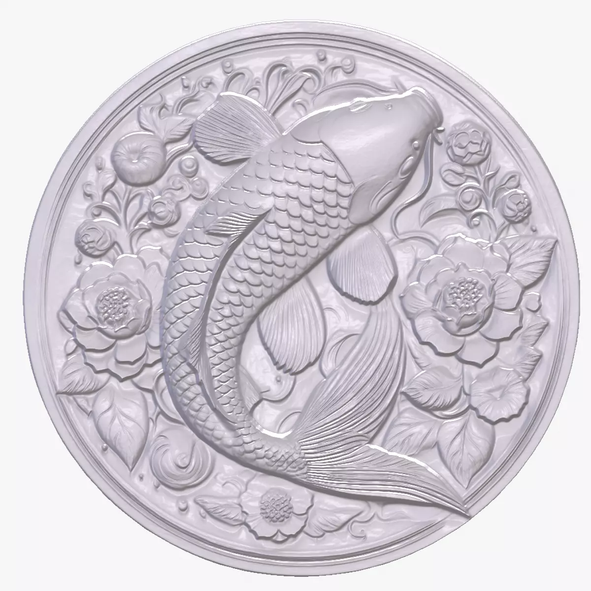 Koi Fish 3 basrelief for 3D printing 3D print model