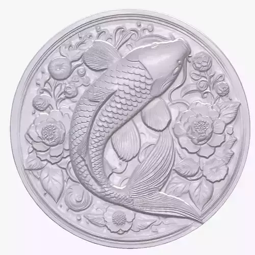Koi Fish 3 basrelief for 3D printing