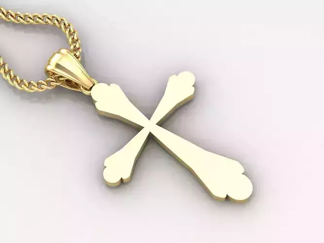 Light Gold 18K Cross Pendant 1CP079 3D print model