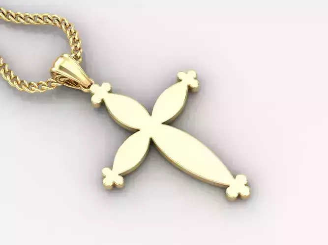 Light Gold 18K Cross Pendant 1CP064