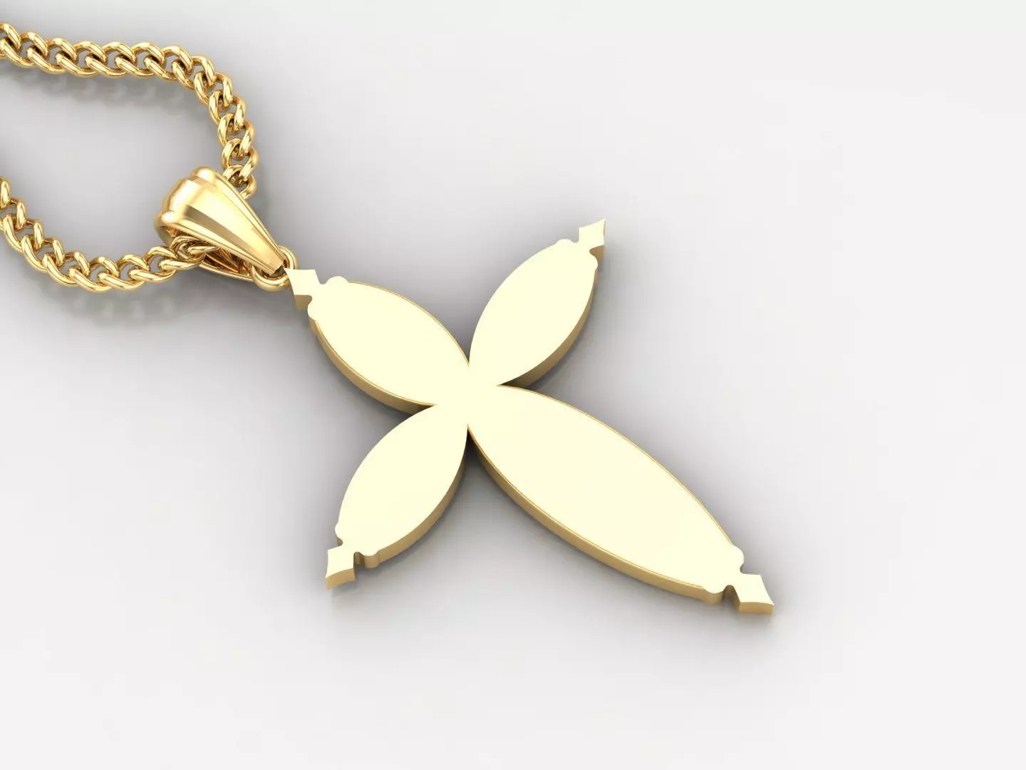 Light Gold 18K Cross Pendant 1CP059 3D print model_0