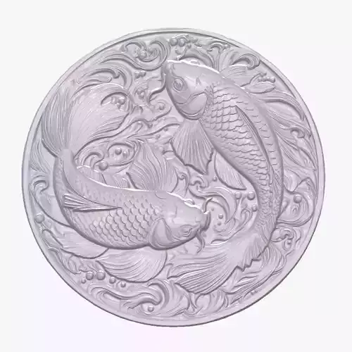 Pair of koi Fish 1 basrelief for 3D printing