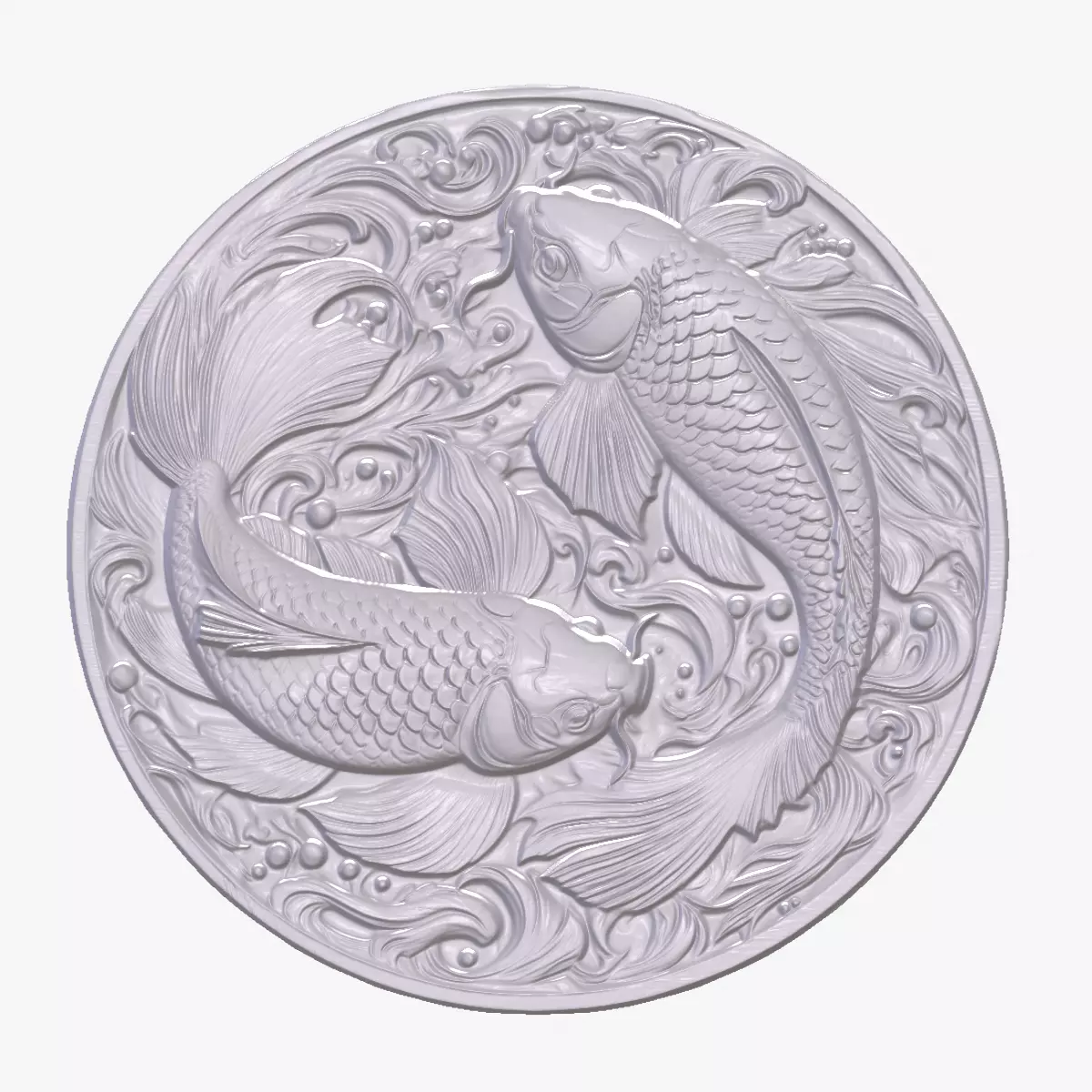 Pair of koi Fish 1 basrelief for 3D printing 3D print model