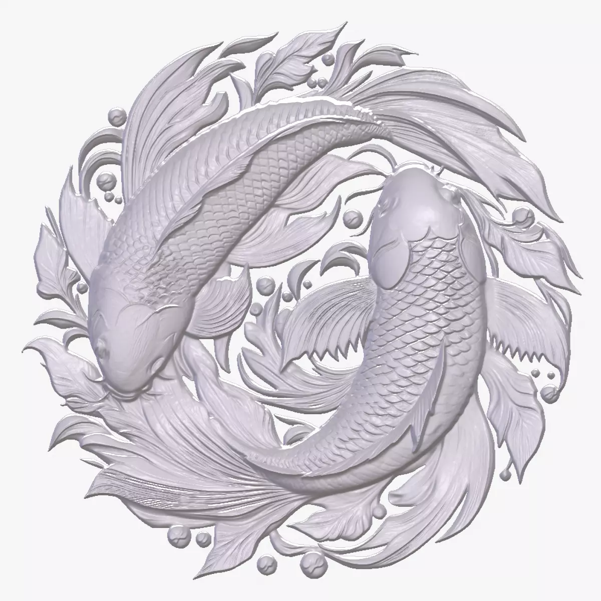 Pair of koi Fish 7 basrelief for 3D printing 3D print model