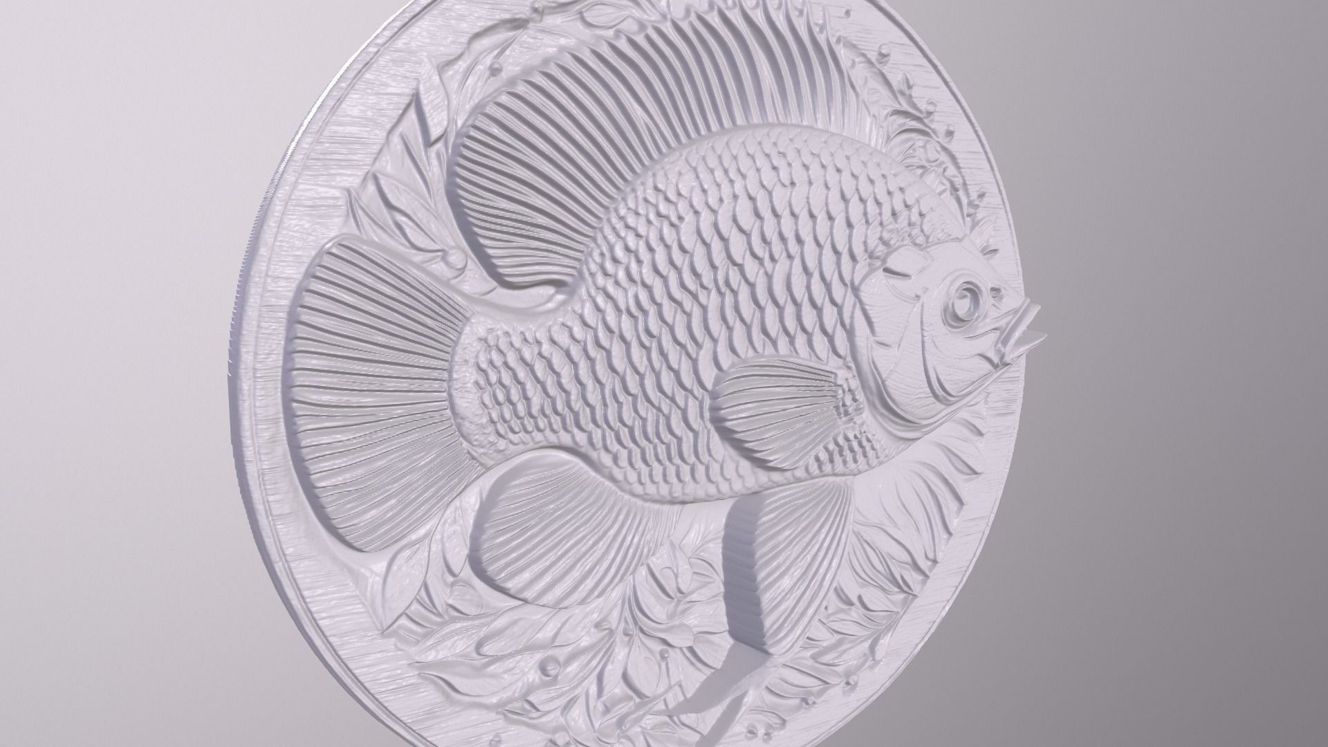 Pan Fish 1 basrelief for 3D printing 3D print model_4