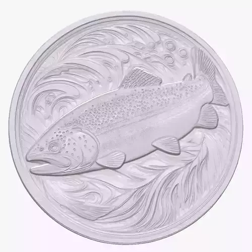 Rainbow Trout Fish 1 basrelief for 3D printing 3D print model