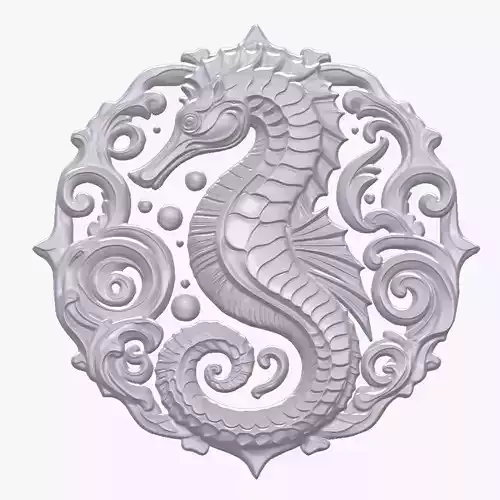Sea Horse 5 basrelief for 3D printing