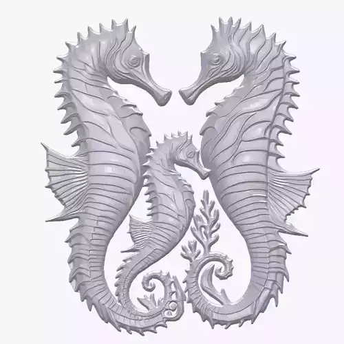 Sea Horse 11 basrelief for 3D printing