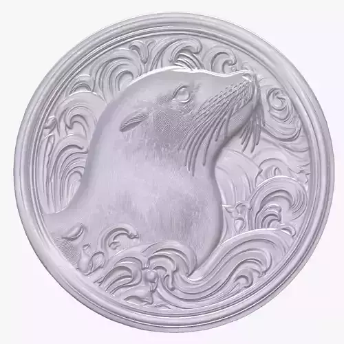 Sealion basrelief for 3D printing