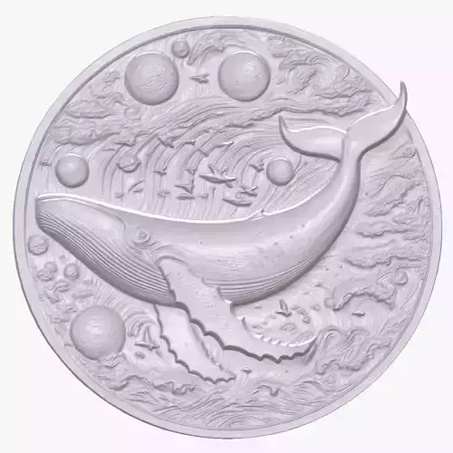 Whale 4 basrelief for 3D printing