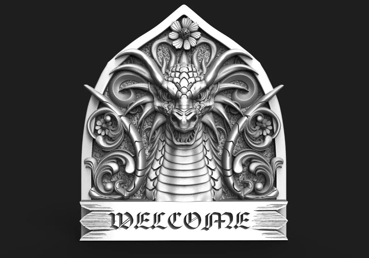 Dragon welcome sign CNC 3D print model