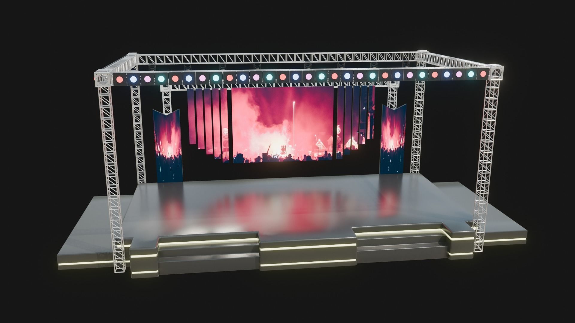 Entertainment Concert Event Stage 3D Model with Lights 3D model_8