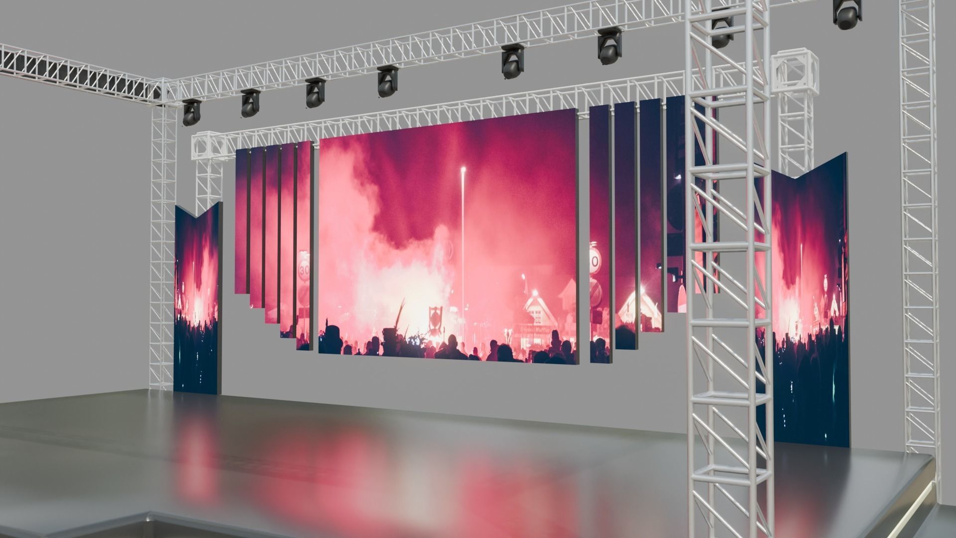 Entertainment Concert Event Stage 3D Model with Lights 3D model_16