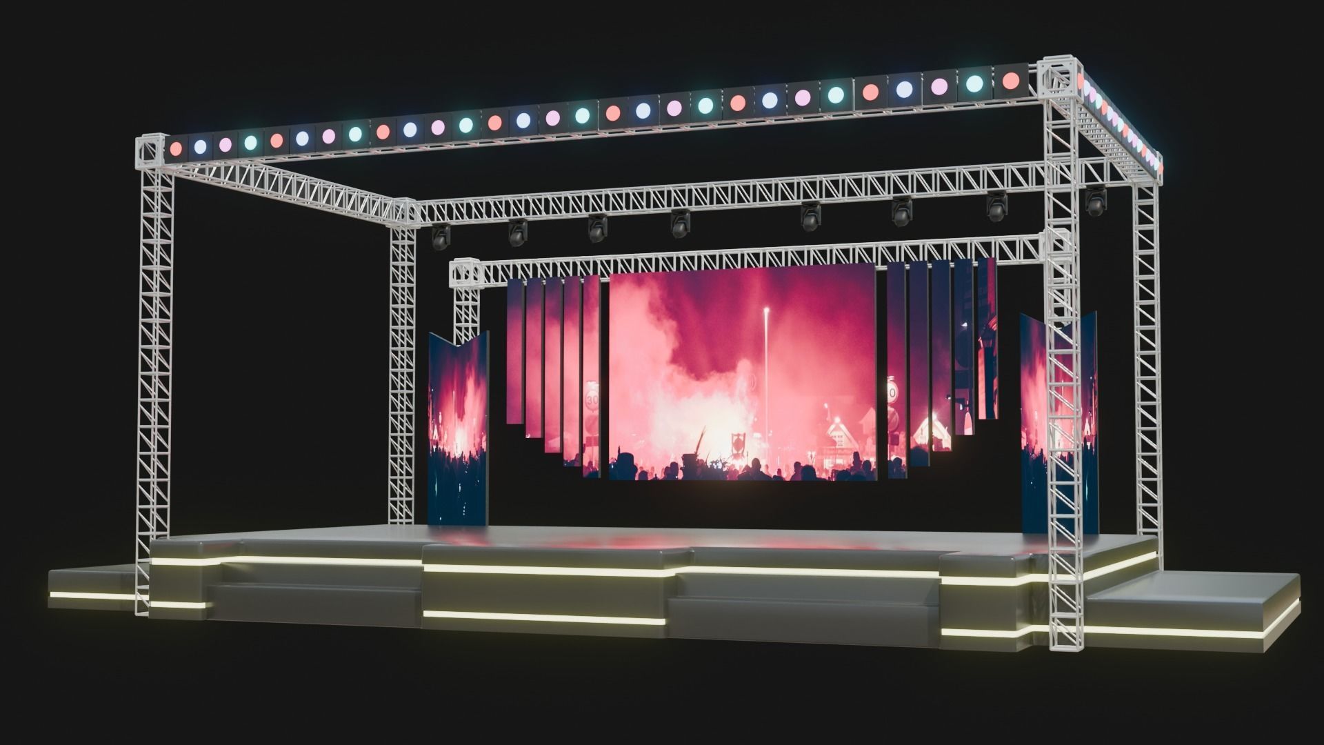 Entertainment Concert Event Stage 3D Model with Lights 3D model_1