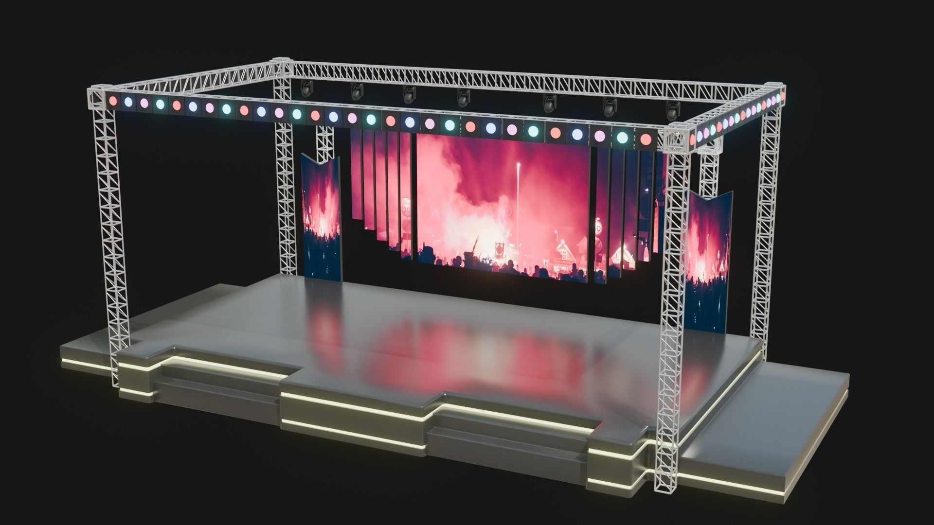 Entertainment Concert Event Stage 3D Model with Lights 3D model_4
