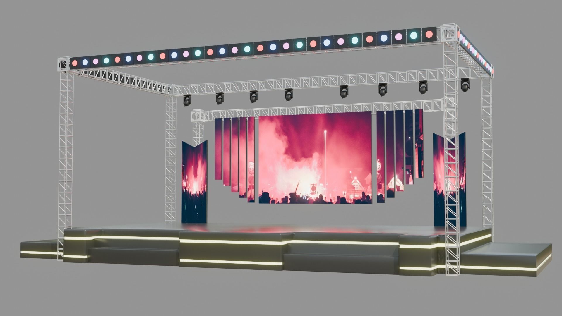 Entertainment Concert Event Stage 3D Model with Lights 3D model_10