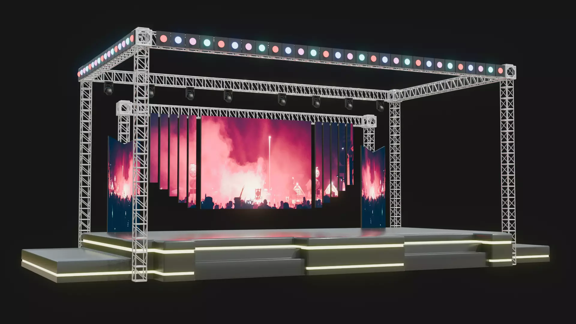 Entertainment Concert Event Stage 3D Model with Lights 3D model_0