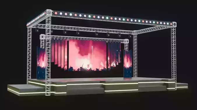 Entertainment Concert Event Stage 3D Model with Lights