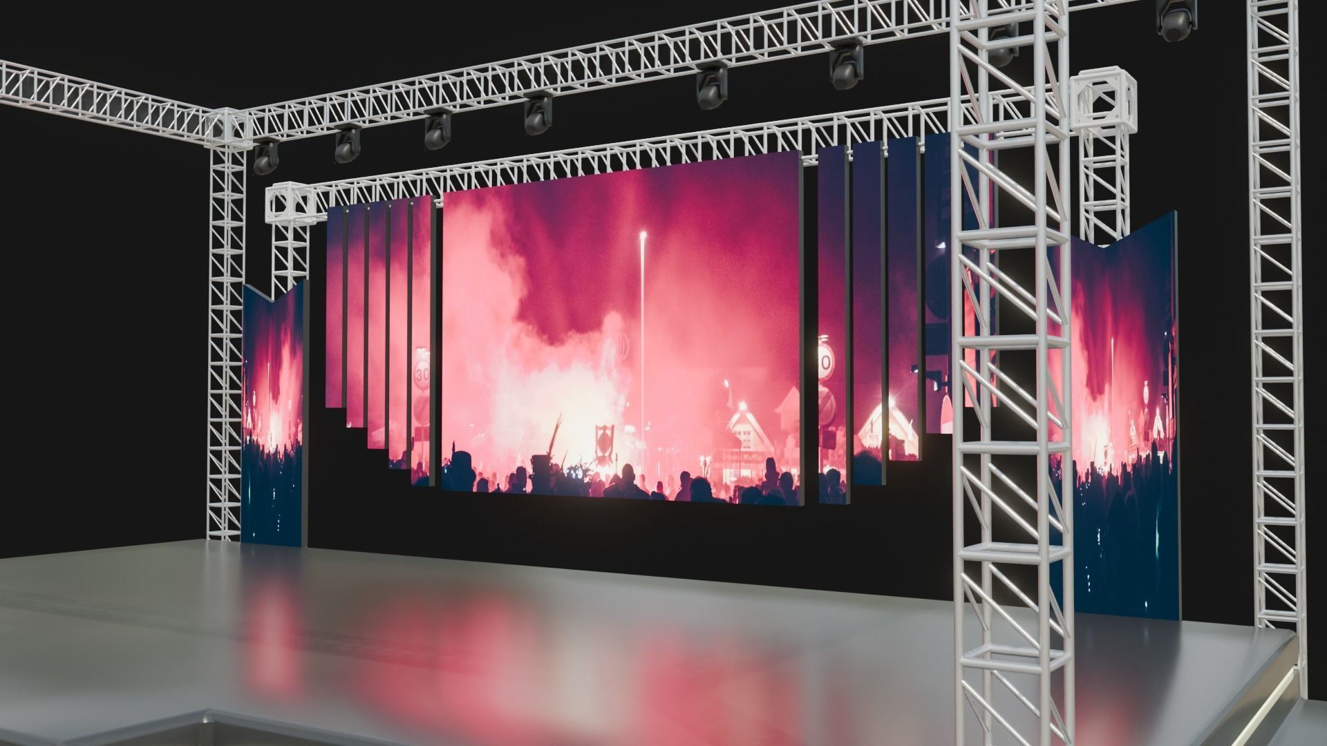 Entertainment Concert Event Stage 3D Model with Lights 3D model_7