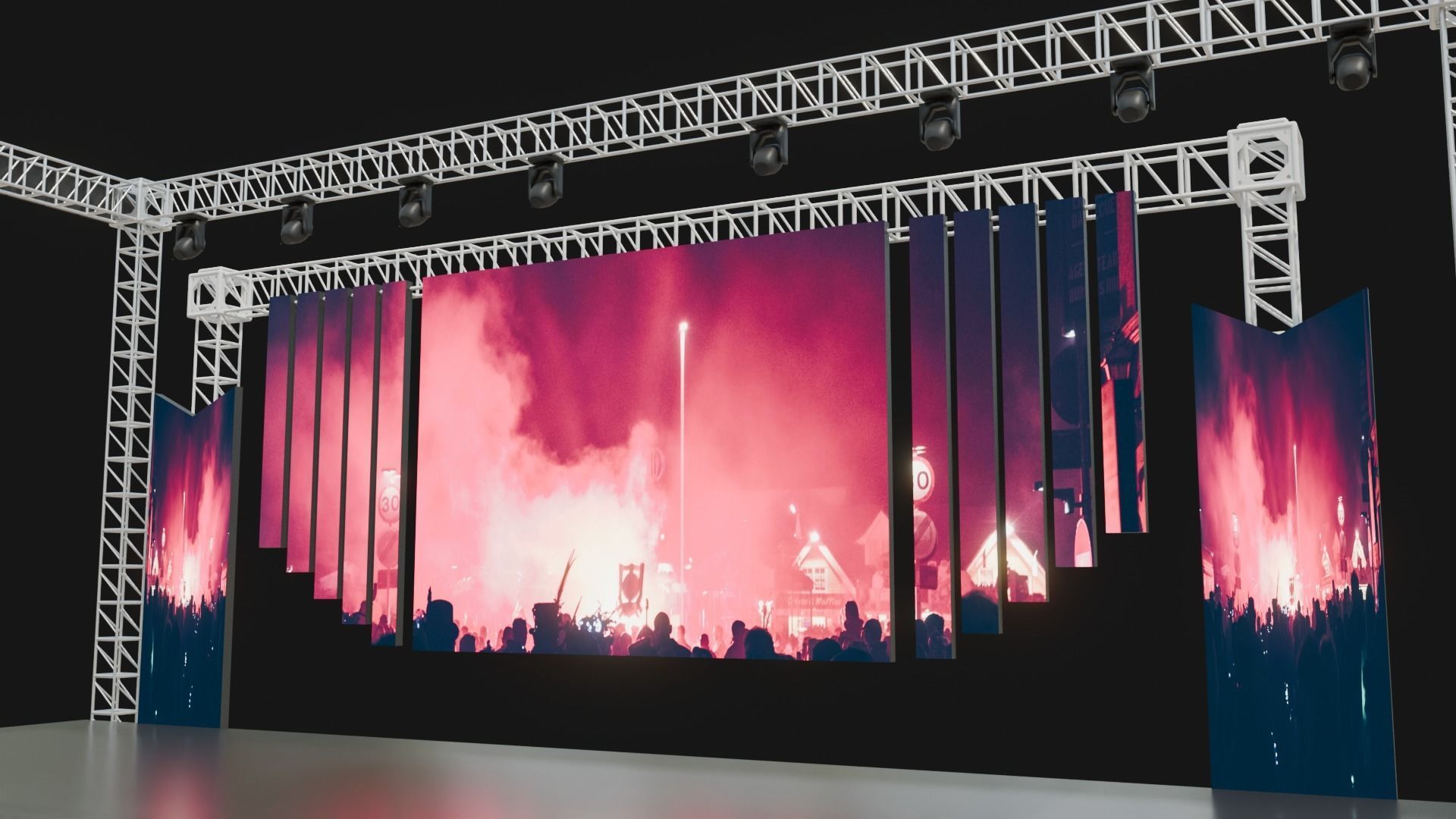 Entertainment Concert Event Stage 3D Model with Lights 3D model_6