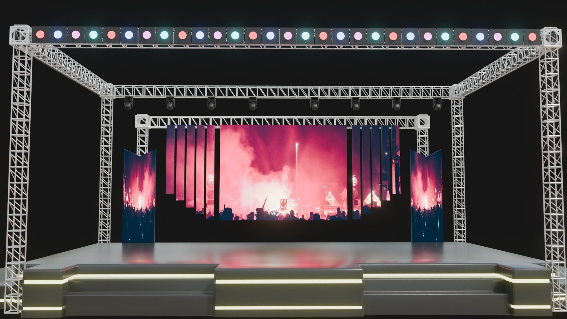 Entertainment Concert Event Stage 3D Model with Lights 3D model_5