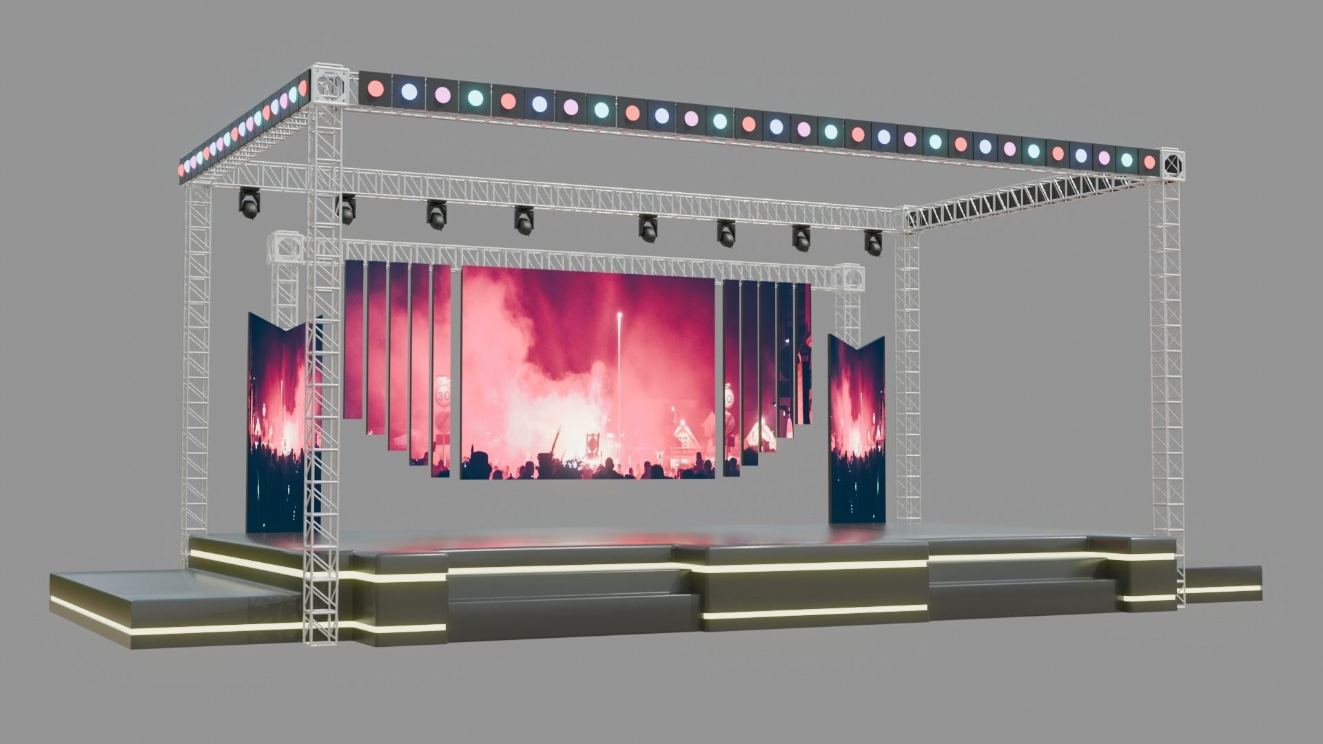 Entertainment Concert Event Stage 3D Model with Lights 3D model_9