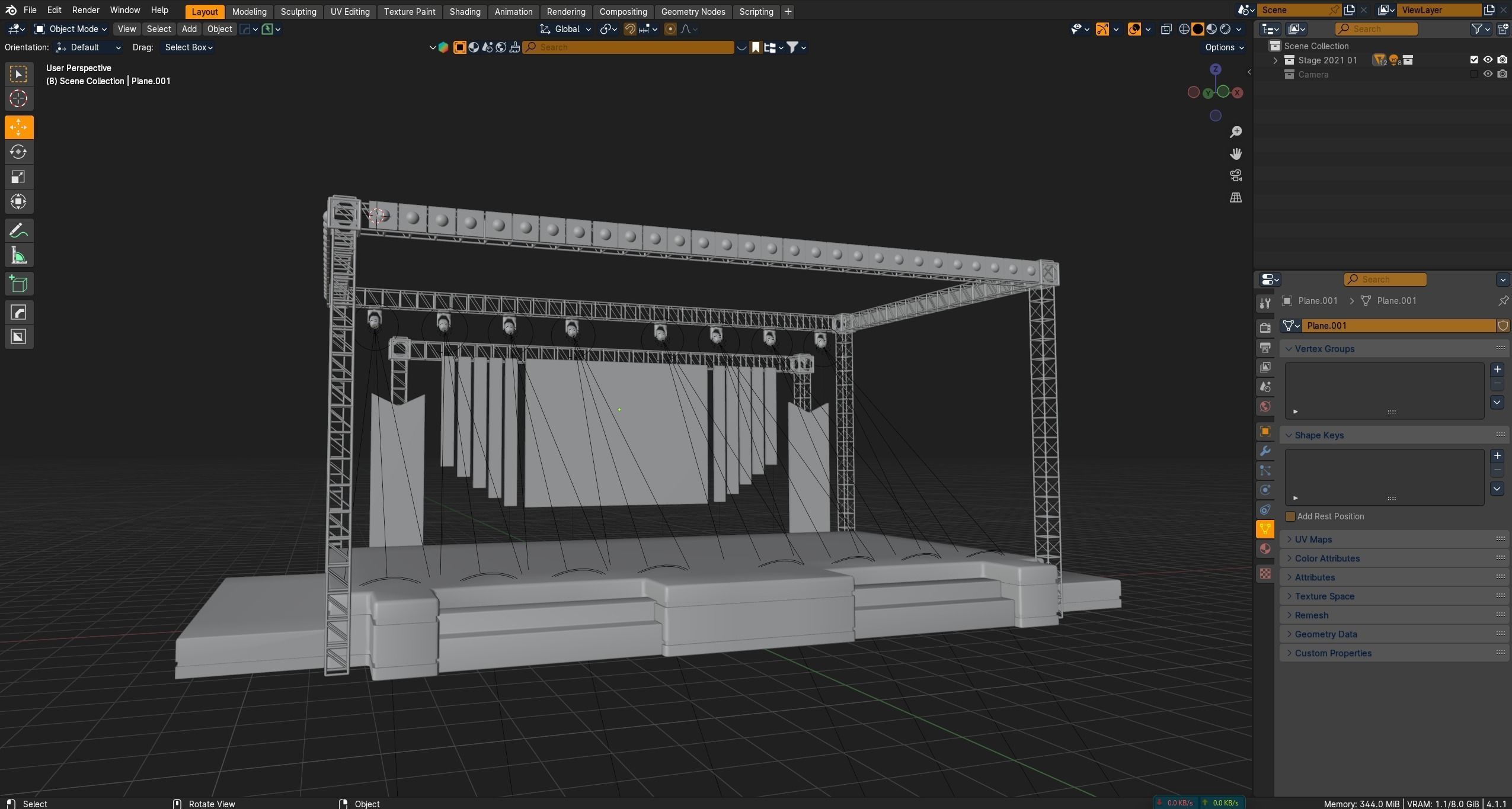 Entertainment Concert Event Stage 3D Model with Lights 3D model_28