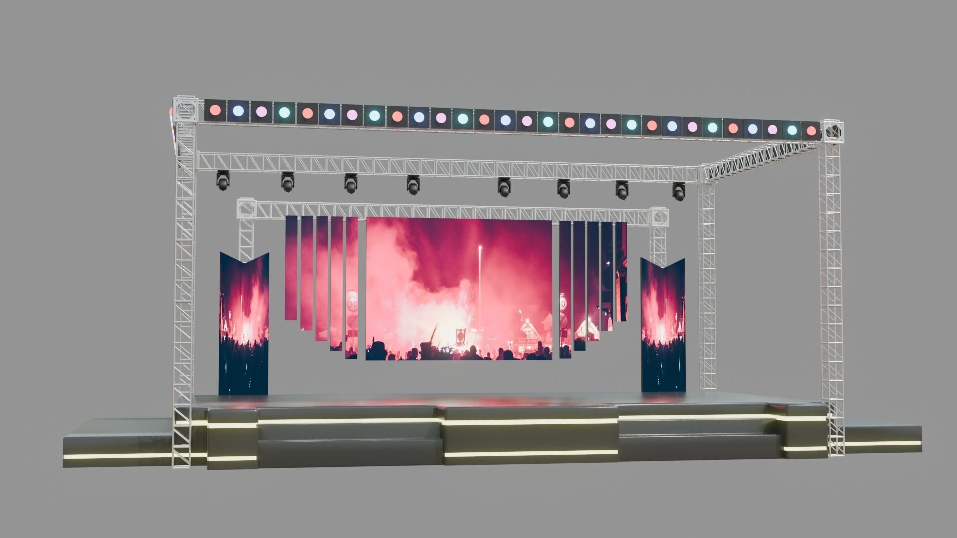 Entertainment Concert Event Stage 3D Model with Lights 3D model_11