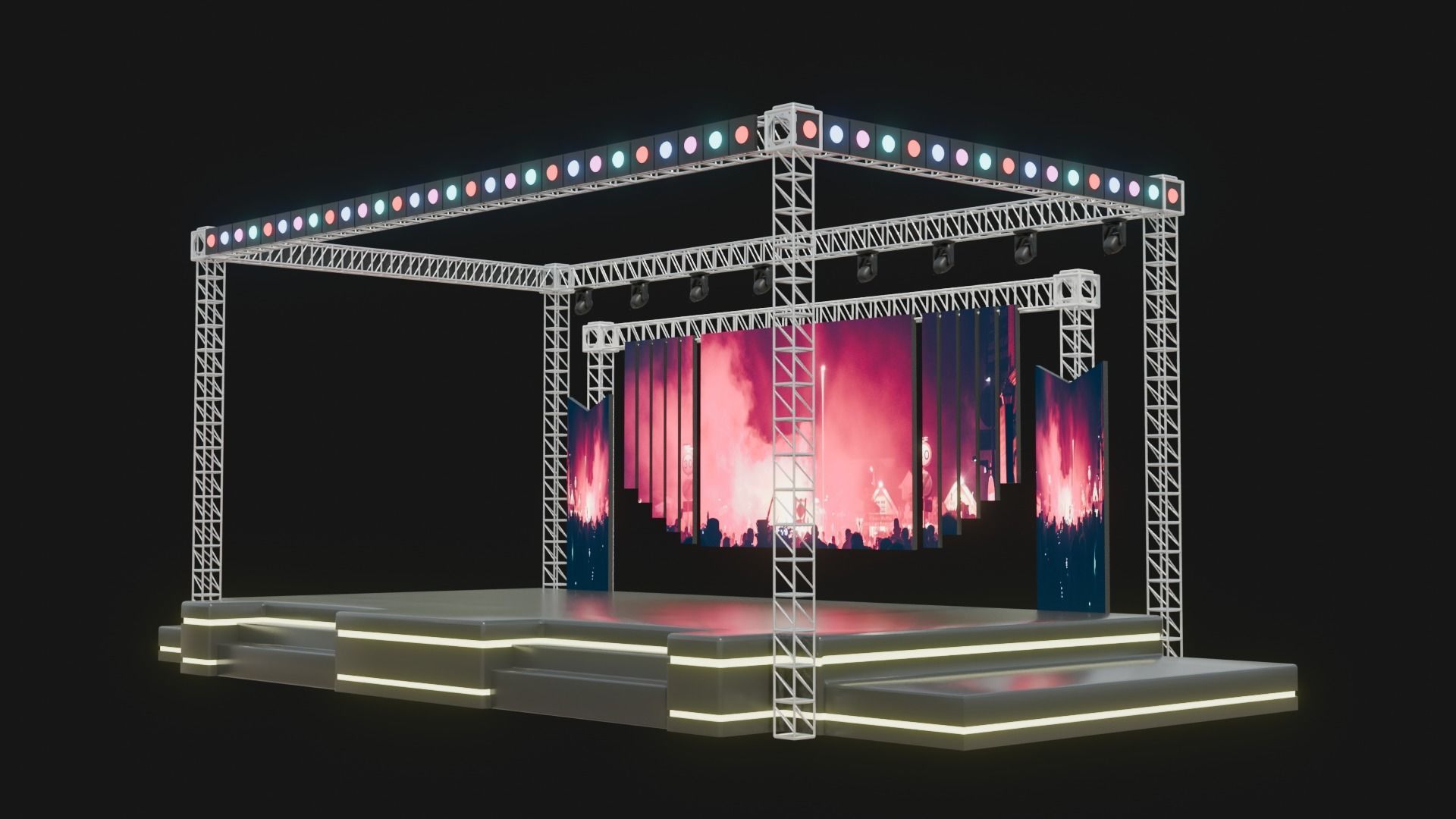 Entertainment Concert Event Stage 3D Model with Lights 3D model_3