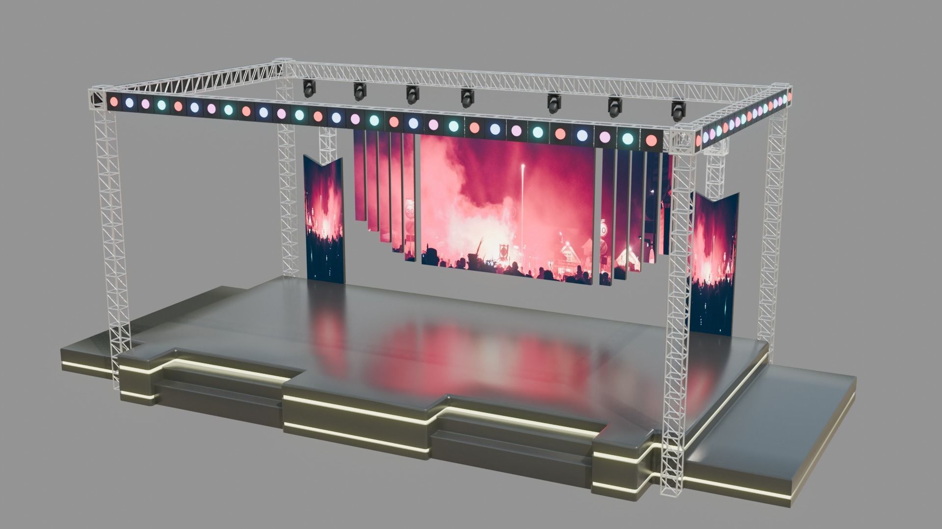 Entertainment Concert Event Stage 3D Model with Lights 3D model_13
