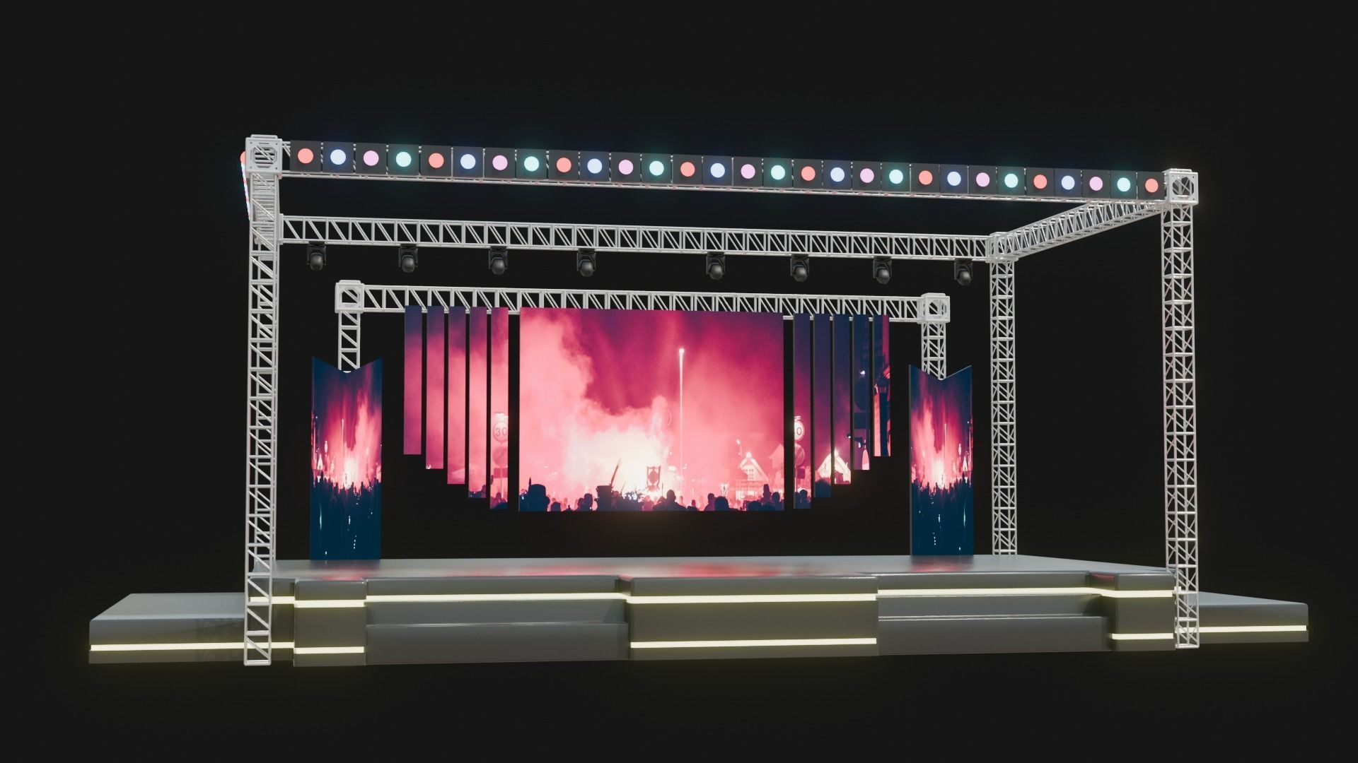 Entertainment Concert Event Stage 3D Model with Lights 3D model_2