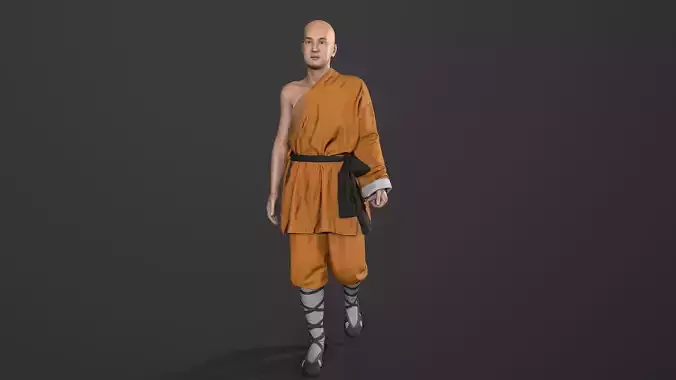  Shaolin monk Low-poly 3D model